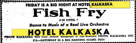 Hotel Kalkaska (Hotel Sieting) - Feb 1950 Ad